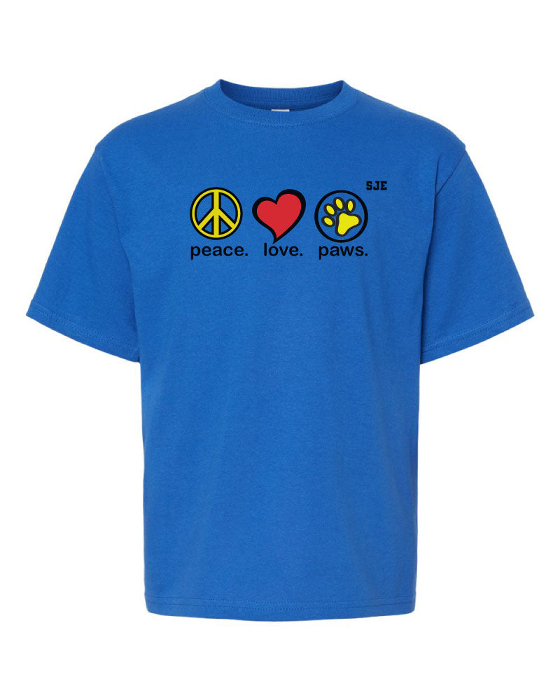 YOUTH-Peace Love Paws T-shirt Blue