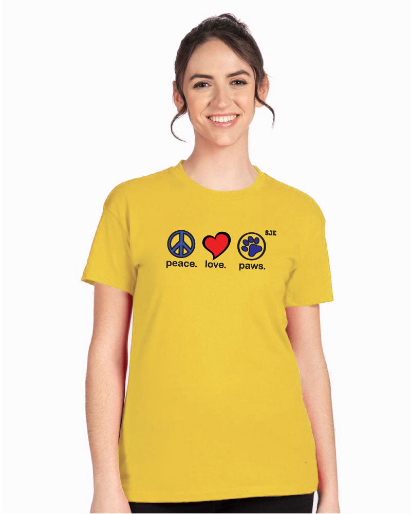 ADULT-Peace Love Paws T-shirt Yellow