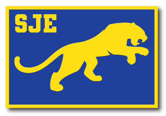 Yellow Silhouette SJE Blue background