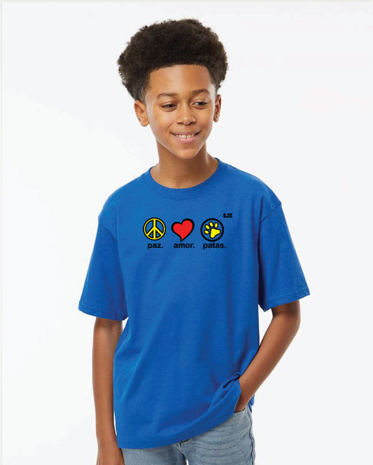 YOUTH-SPANISH Paz Amor Patas T-shirt Blue