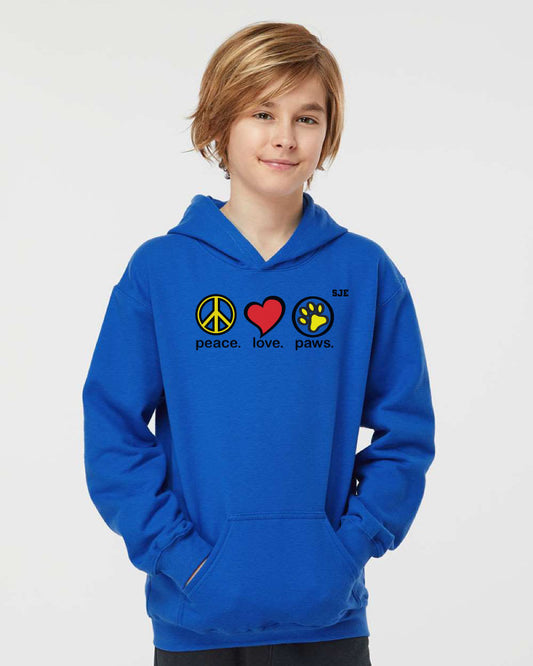 YOUTH-Peace Love Paws Hoodie