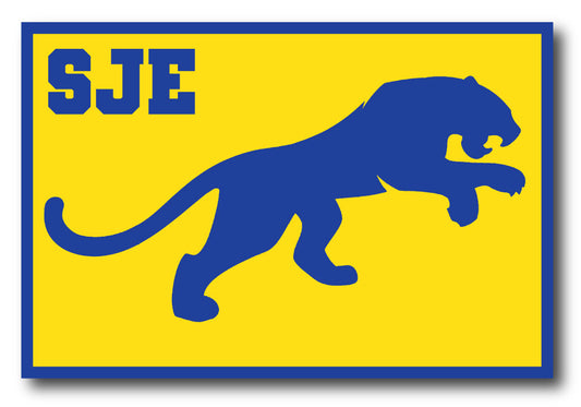 Blue Silhouette SJE Yellow background